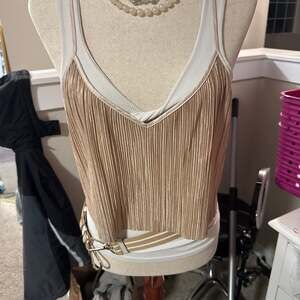 Victoria's Secret Gold Shimmer Metallic Plisse Pleated Crop Cami